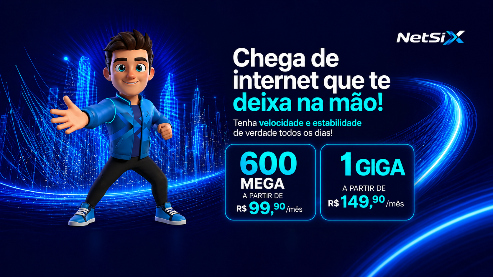 Internet fibra NETSIX em Esmeraldas, Ribeir&atilde;o das Neves e Betim